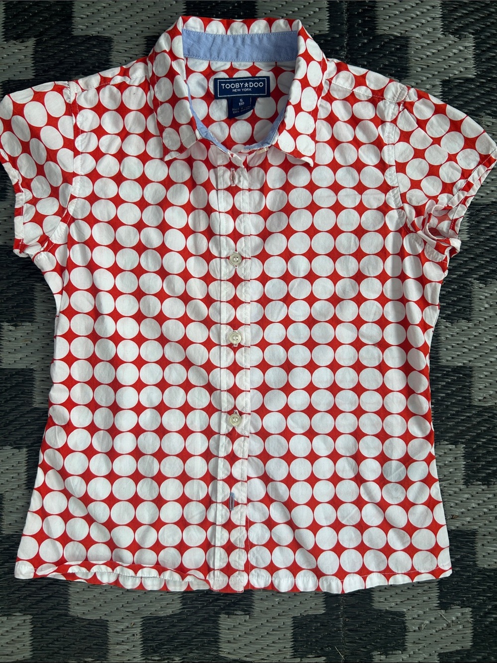 ToobyDoo Red and White Polka Dot Short Sleeve Button-Down Shirt ✨SO Cute!✨